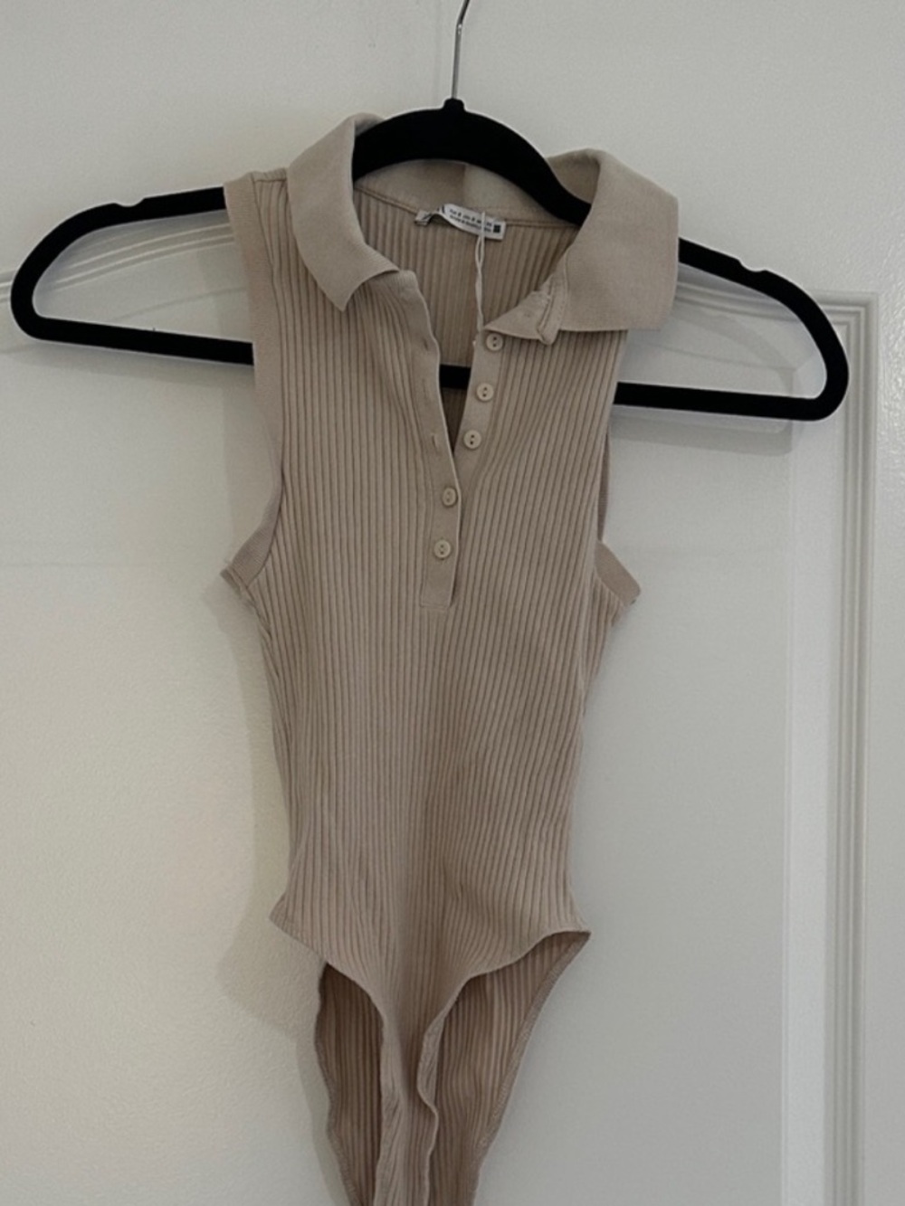 Zara Beige Ribbed Bodysuit